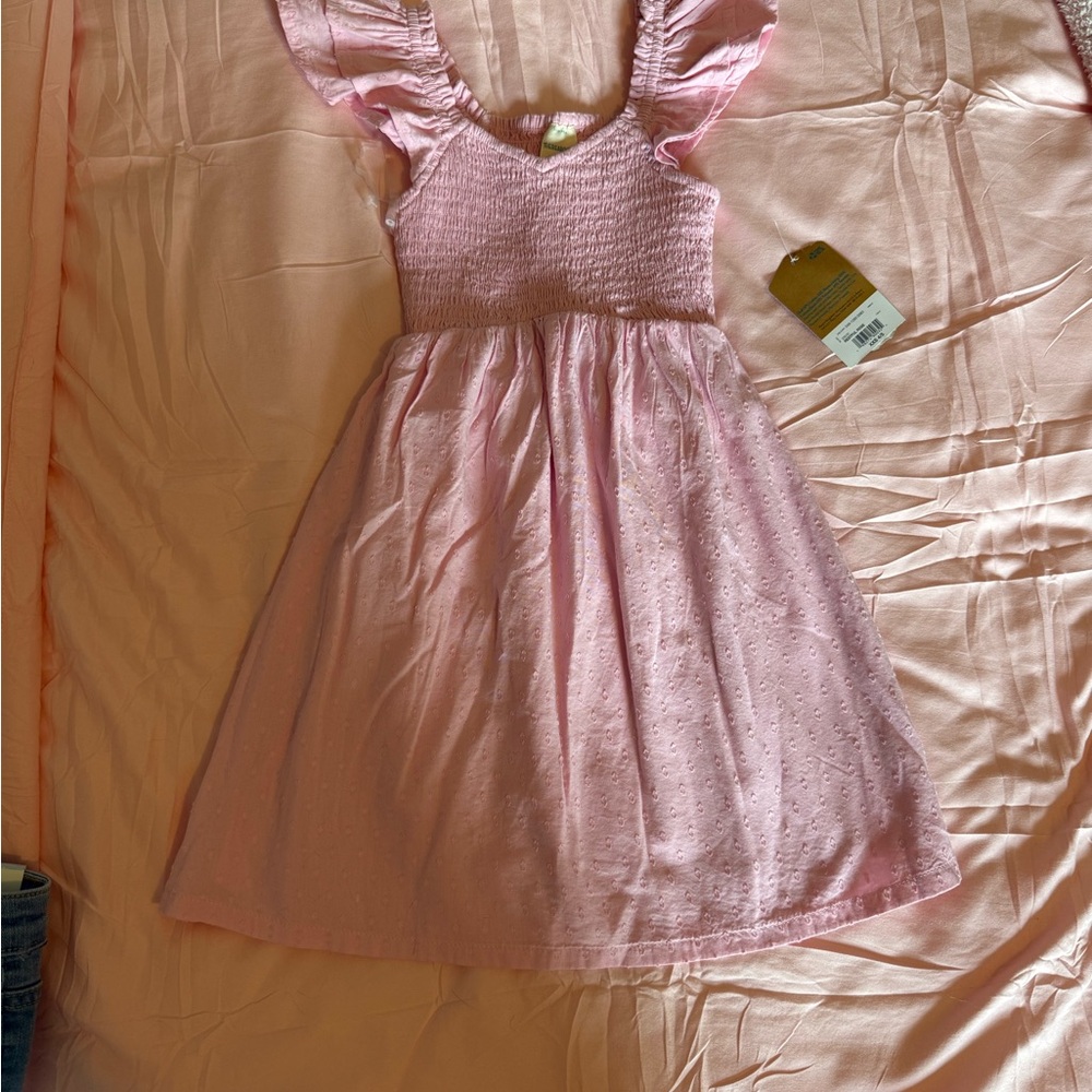 Adorable Pink Ruffle Sleeve Kids Dress